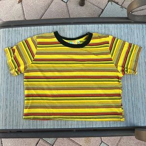 Big Bud Press Striped Cropped Tee Shirt Size Medium